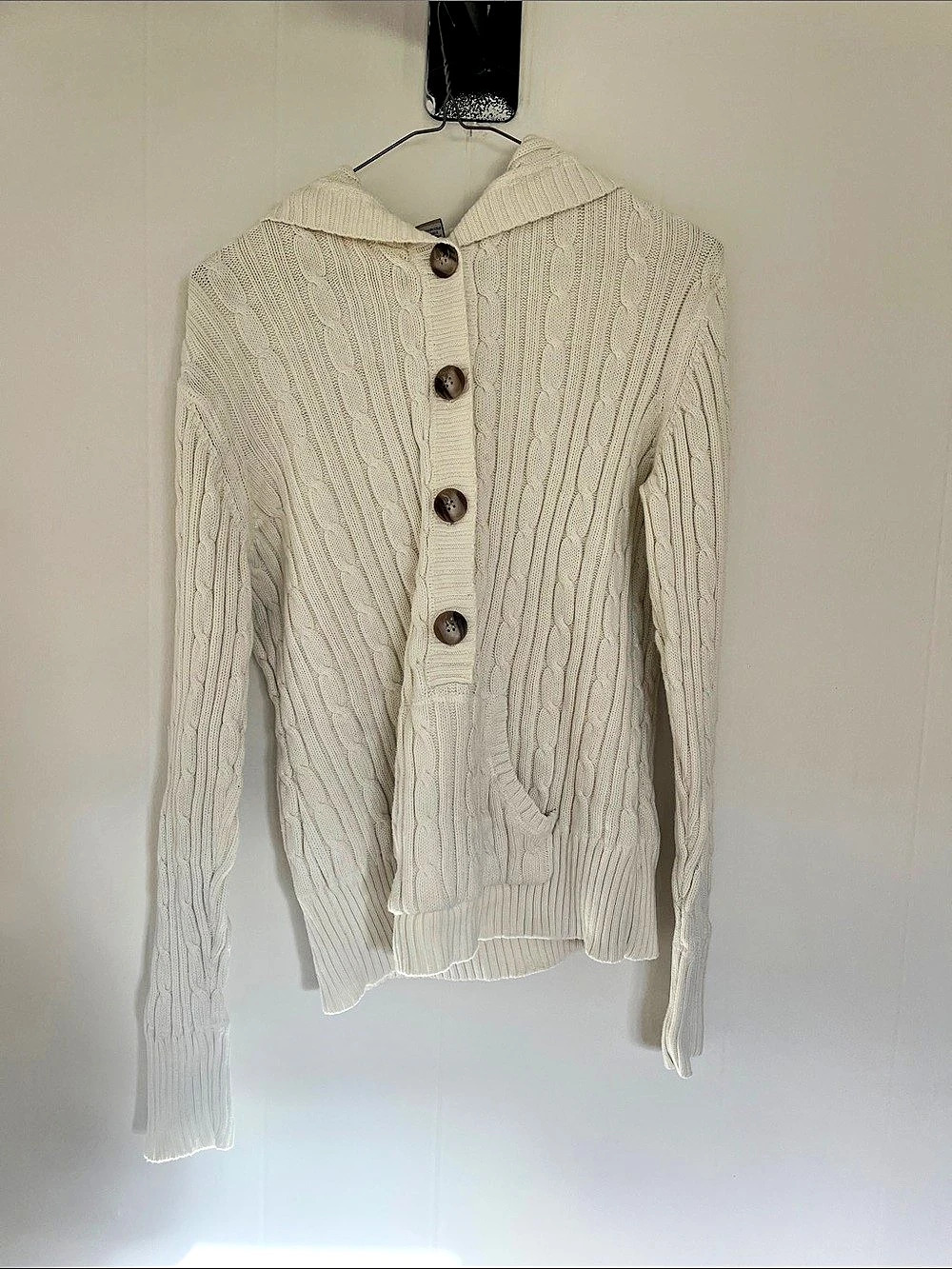 Ruff Hewn Cable Knit Cowl Neck Cotton Sweater Size Medium